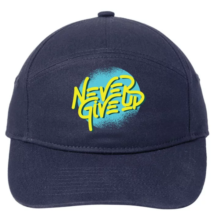 Never Give Up Motivational 7-Panel Snapback Hat