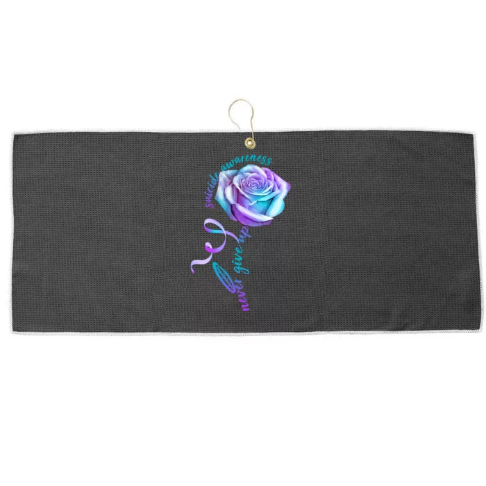 Never Give Up Suicide Awareness Ribbon Rose Large Microfiber Waffle Golf Towel