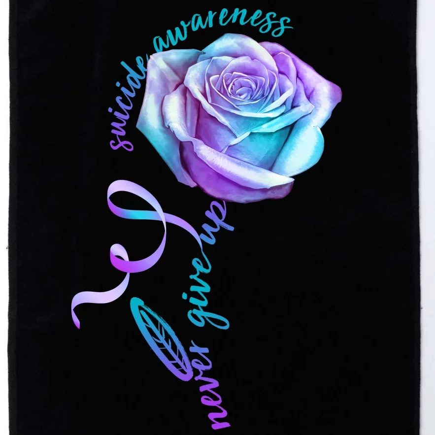 Never Give Up Suicide Awareness Ribbon Rose Platinum Collection Golf Towel