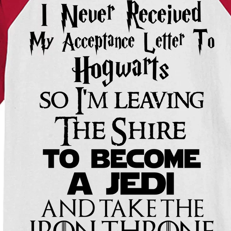 Never Received My Acceptance Letter Become A Jedi Kids Colorblock Raglan Jersey