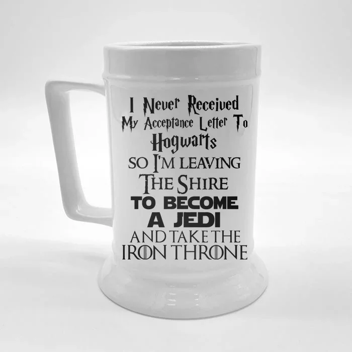 Never Received My Acceptance Letter Become A Jedi Front & Back Beer Stein