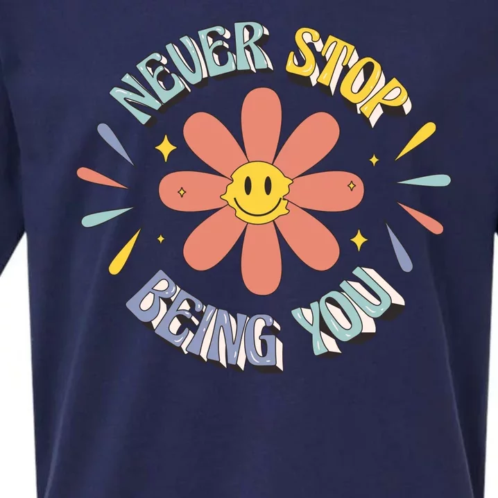 Never Stop Being You Flower Sueded Cloud Jersey T-Shirt