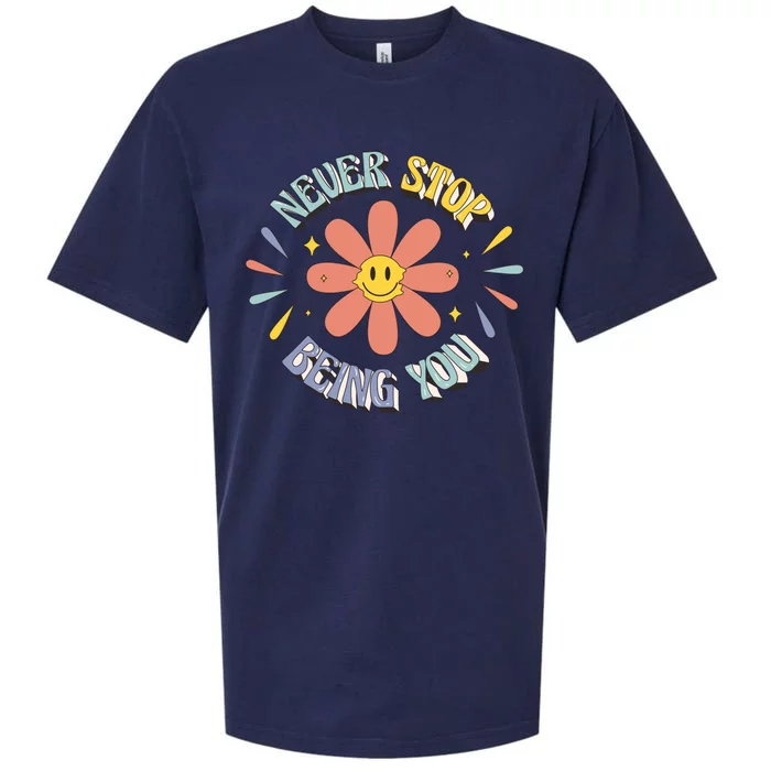 Never Stop Being You Flower Sueded Cloud Jersey T-Shirt