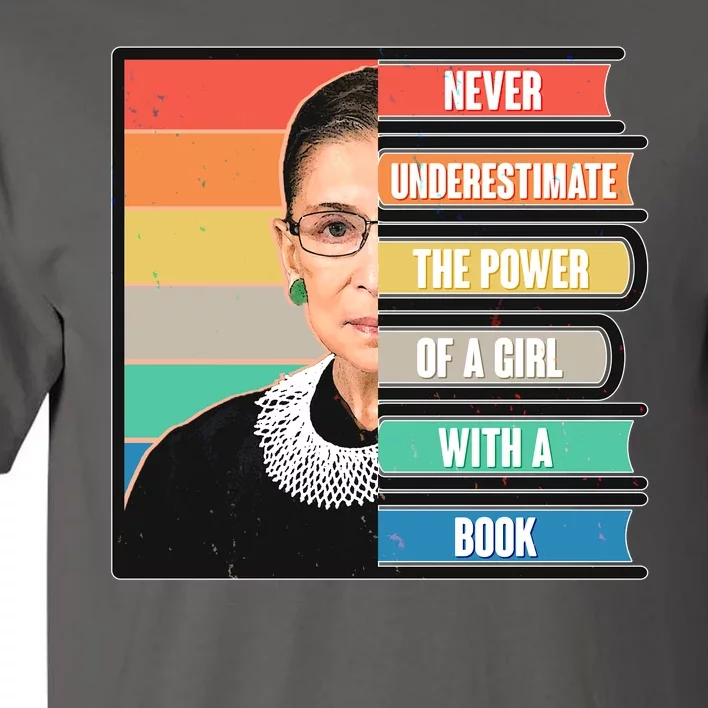 Never Underestimate A Girl With A Book RBG Tribute Tall T-Shirt