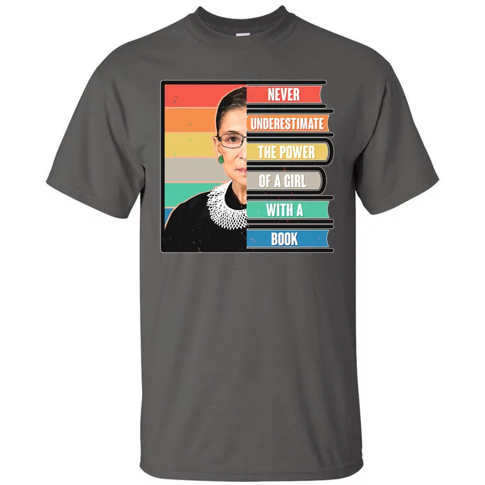 Never Underestimate A Girl With A Book RBG Tribute Tall T-Shirt