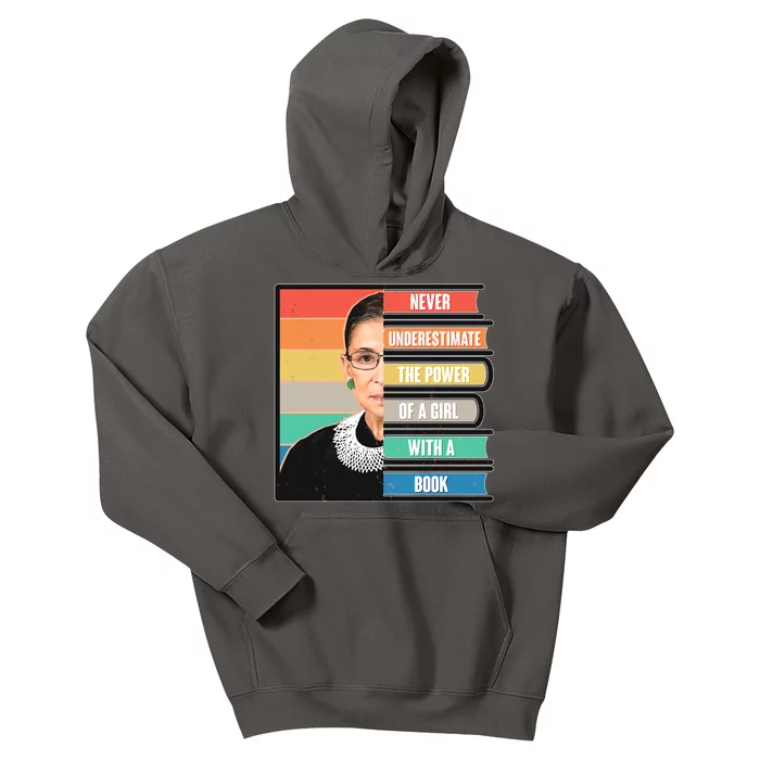 Never Underestimate A Girl With A Book RBG Tribute Kids Hoodie