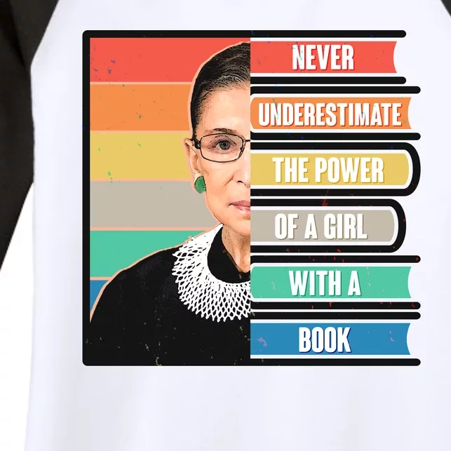 Never Underestimate A Girl With A Book RBG Tribute Women's Tri-Blend 3/4-Sleeve Raglan Shirt