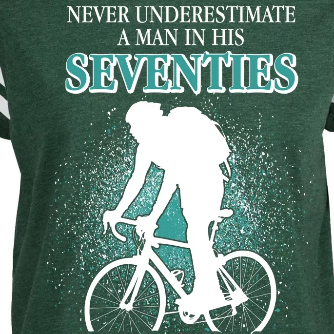 Never Underestimate A Man In His Seventies Who Can Ride A Bicycle Enza Ladies Jersey Football T-Shirt