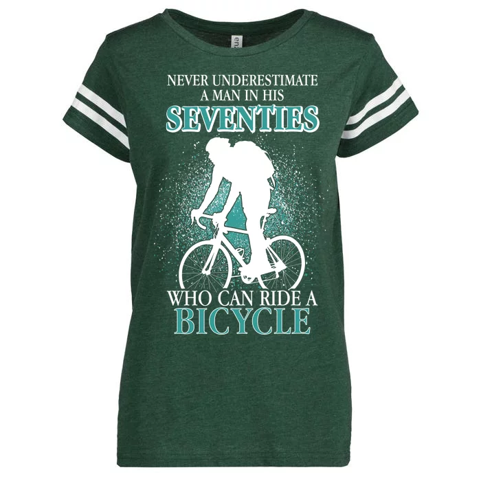 Never Underestimate A Man In His Seventies Who Can Ride A Bicycle Enza Ladies Jersey Football T-Shirt