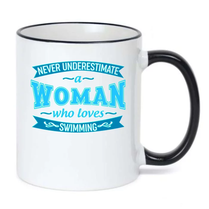 Never Underestimate A Woman Who Loves Swimming Black Color Changing Mug