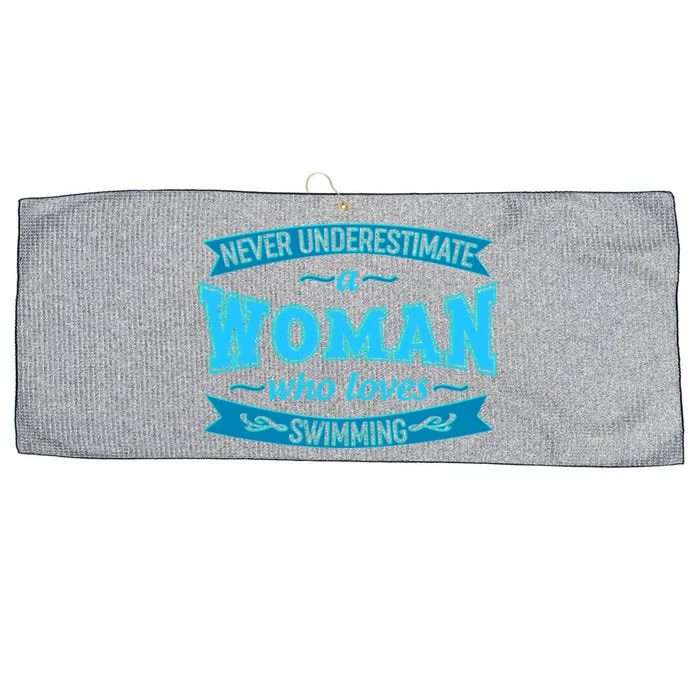 Never Underestimate A Woman Who Loves Swimming Large Microfiber Waffle Golf Towel