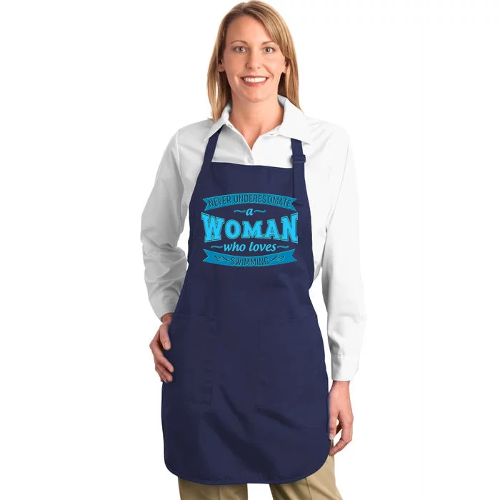 Never Underestimate A Woman Who Loves Swimming Full-Length Apron With Pocket