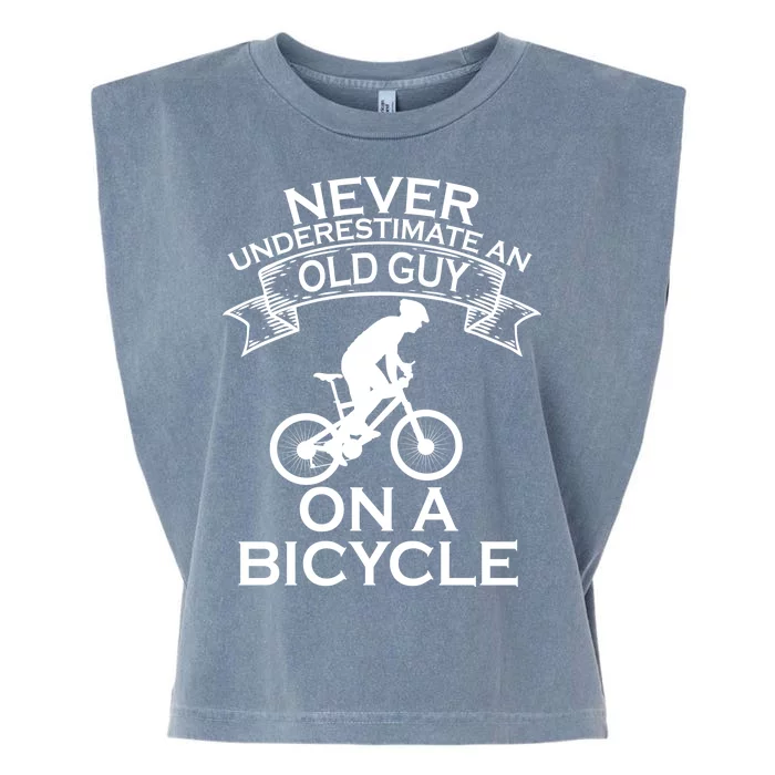 Never Underestimate An Old Guy On A Bike Garment-Dyed Women's Muscle Tee