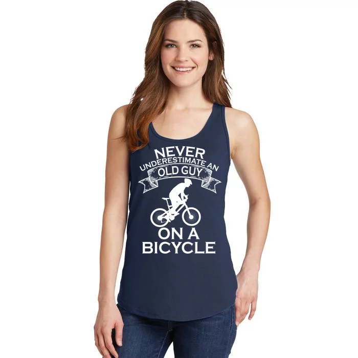 Never Underestimate An Old Guy On A Bike Ladies Essential Tank