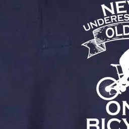 Never Underestimate An Old Guy On A Bike Softstyle Adult Sport Polo