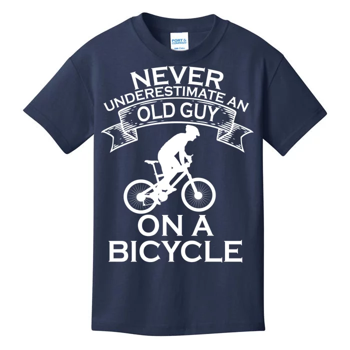 Never Underestimate An Old Guy On A Bike Kids T-Shirt