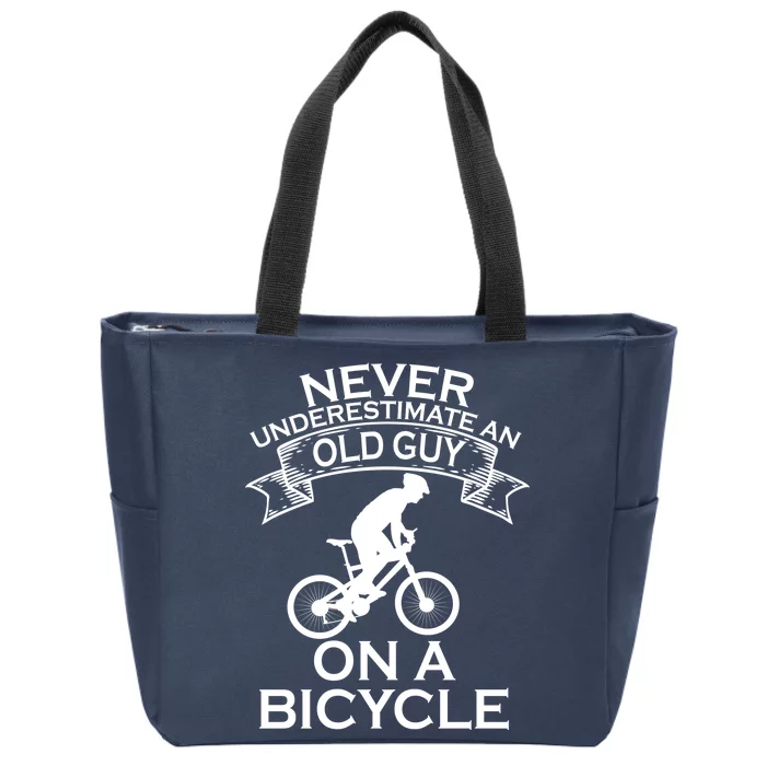 Never Underestimate An Old Guy On A Bike Zip Tote Bag