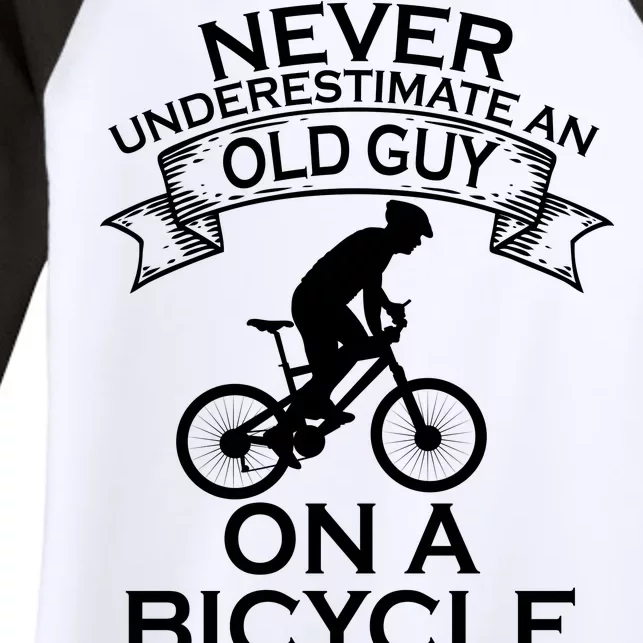 Never Underestimate An Old Guy On A Bike Women's Tri-Blend 3/4-Sleeve Raglan Shirt