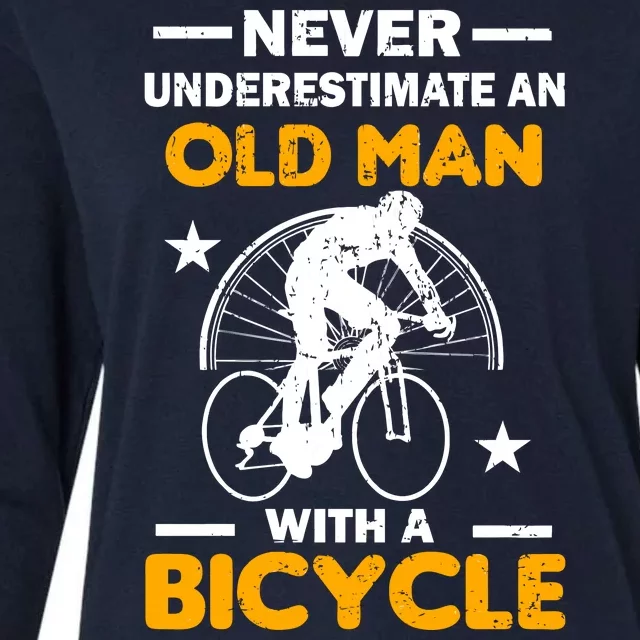 Never Underestimate An Old Man With A Bicycle Womens Cotton Relaxed Long Sleeve T-Shirt