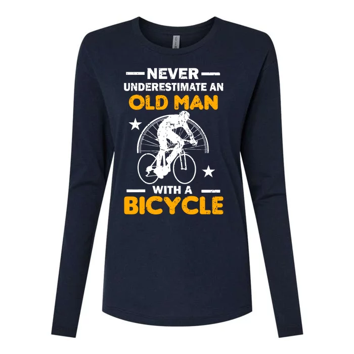 Never Underestimate An Old Man With A Bicycle Womens Cotton Relaxed Long Sleeve T-Shirt