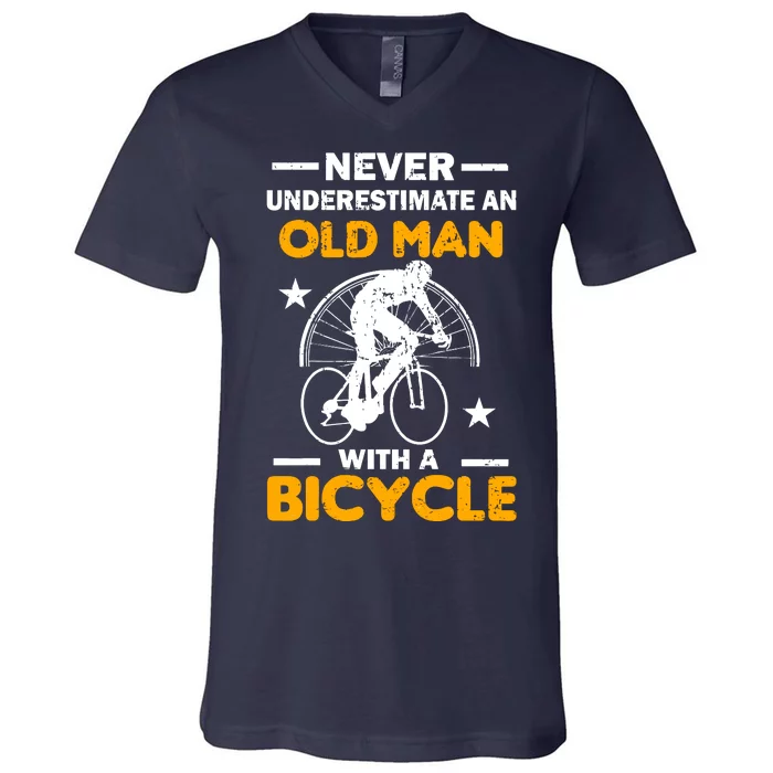 Never Underestimate An Old Man With A Bicycle V-Neck T-Shirt