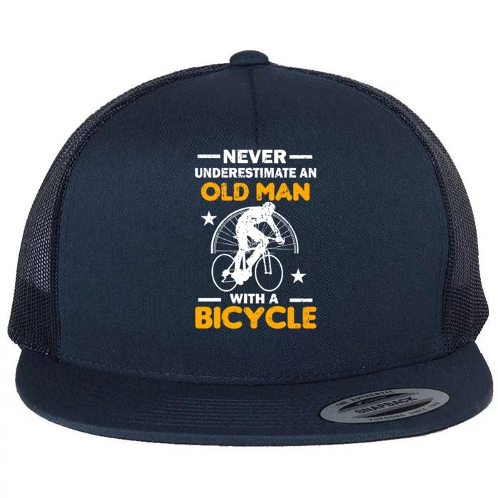 Never Underestimate An Old Man With A Bicycle Flat Bill Trucker Hat