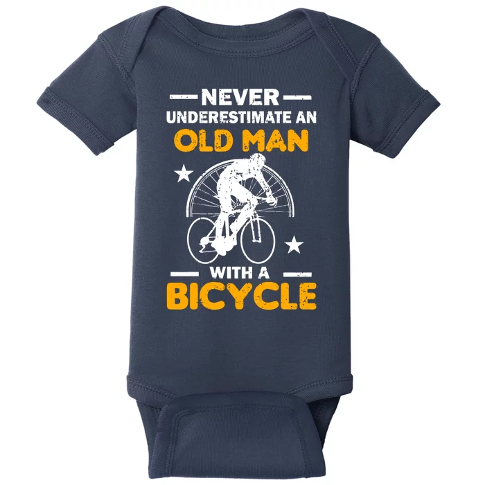 Never Underestimate An Old Man With A Bicycle Baby Bodysuit