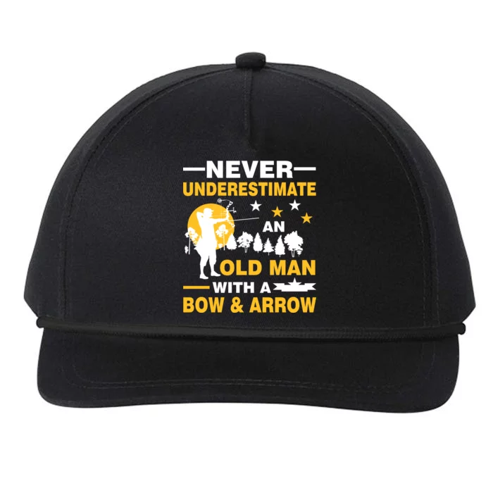 Never Underestimate An Old Man With A Bow & Arrow Snapback Five-Panel Rope Hat