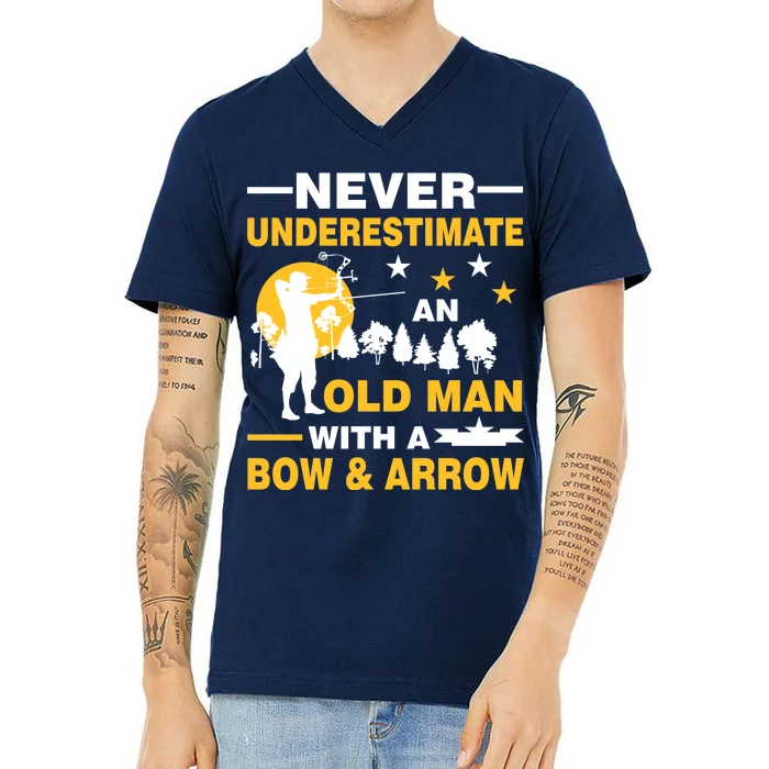 Never Underestimate An Old Man With A Bow & Arrow V-Neck T-Shirt