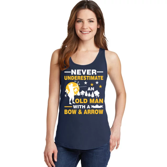 Never Underestimate An Old Man With A Bow & Arrow Ladies Essential Tank