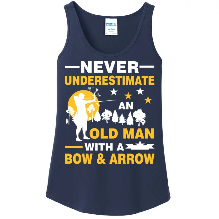 Never Underestimate An Old Man With A Bow & Arrow Ladies Essential Tank