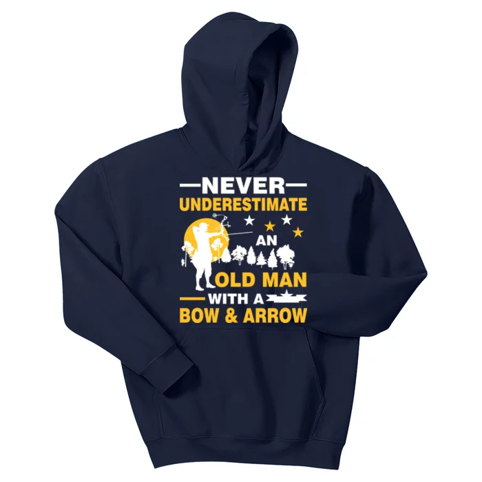 Never Underestimate An Old Man With A Bow & Arrow Kids Hoodie