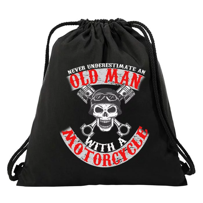 Never Underestimate An Old Man With A Motorcycle Drawstring Bag