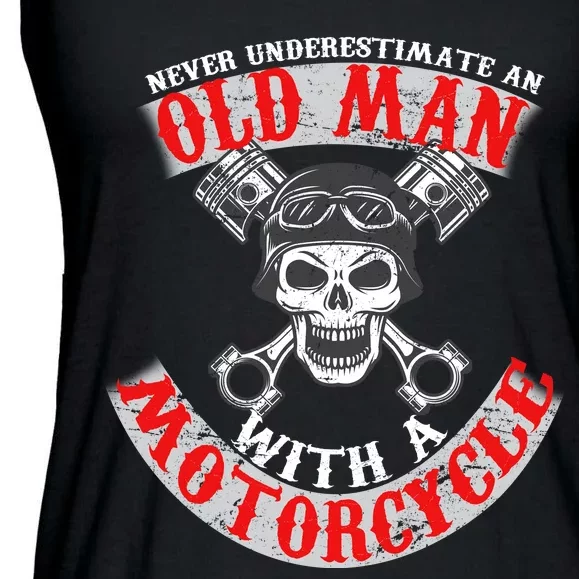 Never Underestimate An Old Man With A Motorcycle Ladies Essential Flowy Tank