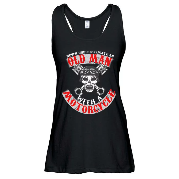 Never Underestimate An Old Man With A Motorcycle Ladies Essential Flowy Tank