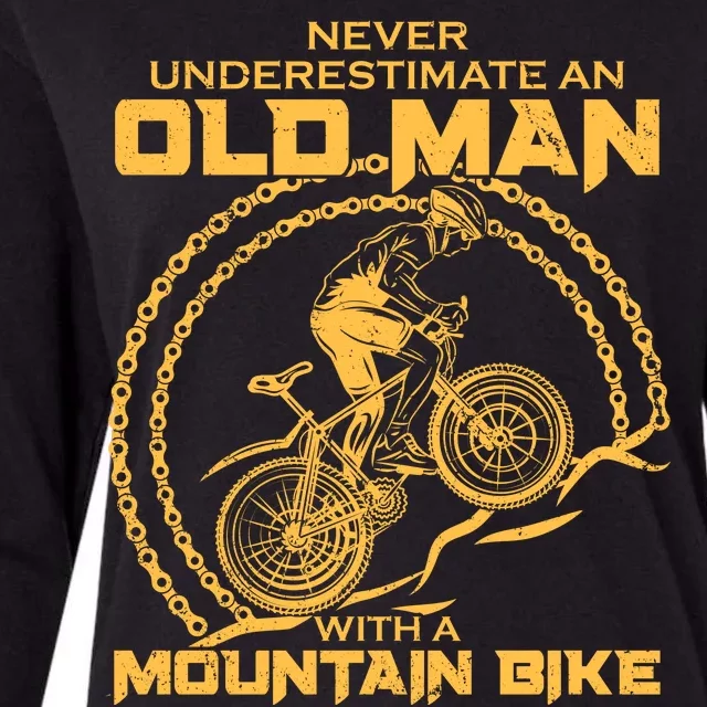 Never Underestimate An Old Man With A Mountain Bike Womens Cotton Relaxed Long Sleeve T-Shirt