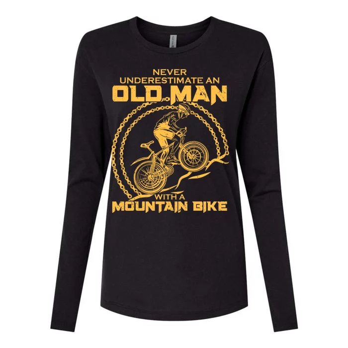 Never Underestimate An Old Man With A Mountain Bike Womens Cotton Relaxed Long Sleeve T-Shirt