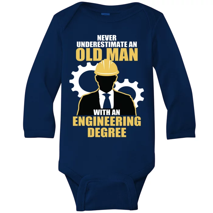 Never Underestimate An Old Man With An Engineering Degree Baby Long Sleeve Bodysuit