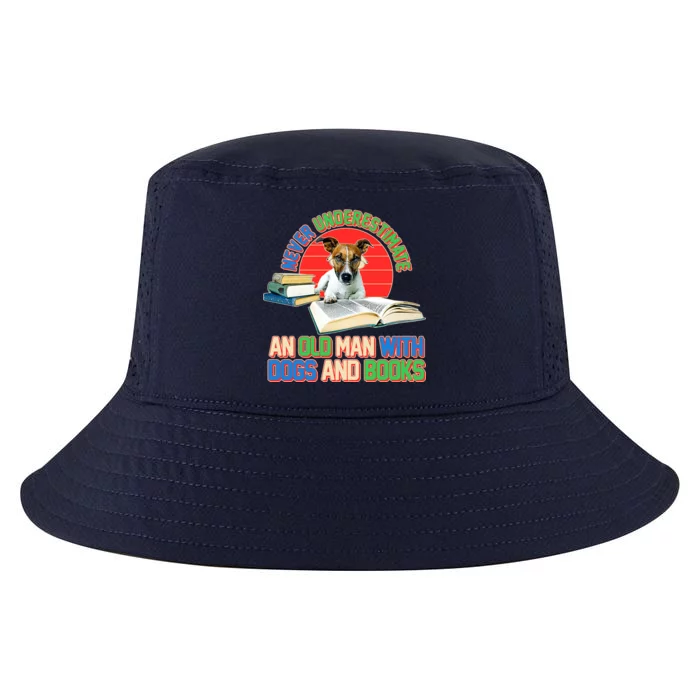 Never Underestimate An Old Man With Dogs And Books Cool Comfort Performance Bucket Hat