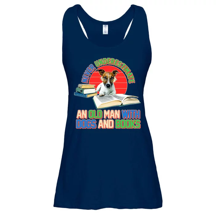 Never Underestimate An Old Man With Dogs And Books Ladies Essential Flowy Tank