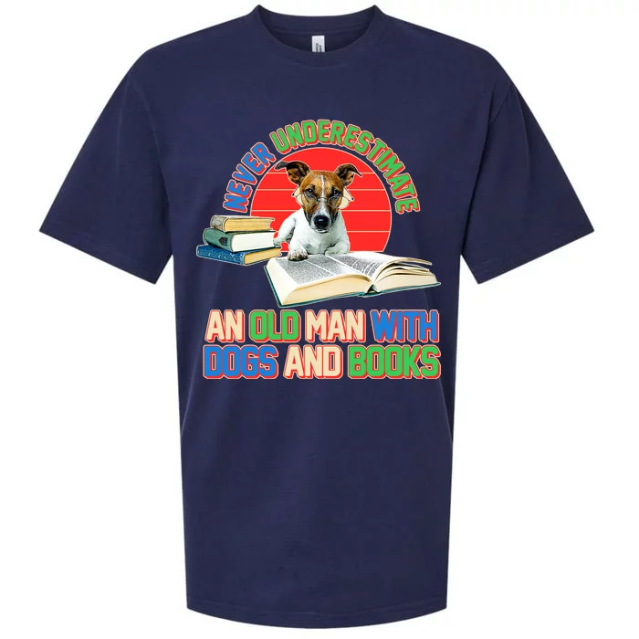 Never Underestimate An Old Man With Dogs And Books Sueded Cloud Jersey T-Shirt