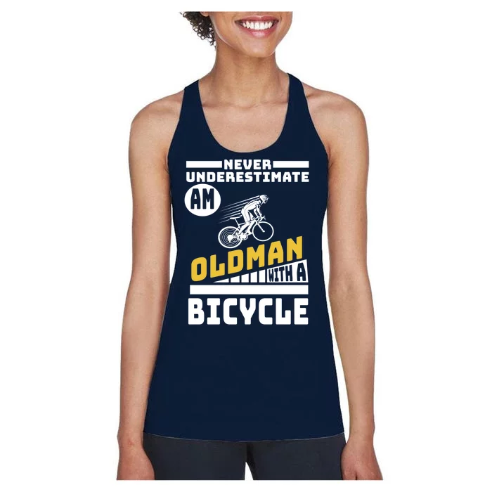 Never Underestimate An Oldman With A Bicycle Women's Racerback Tank