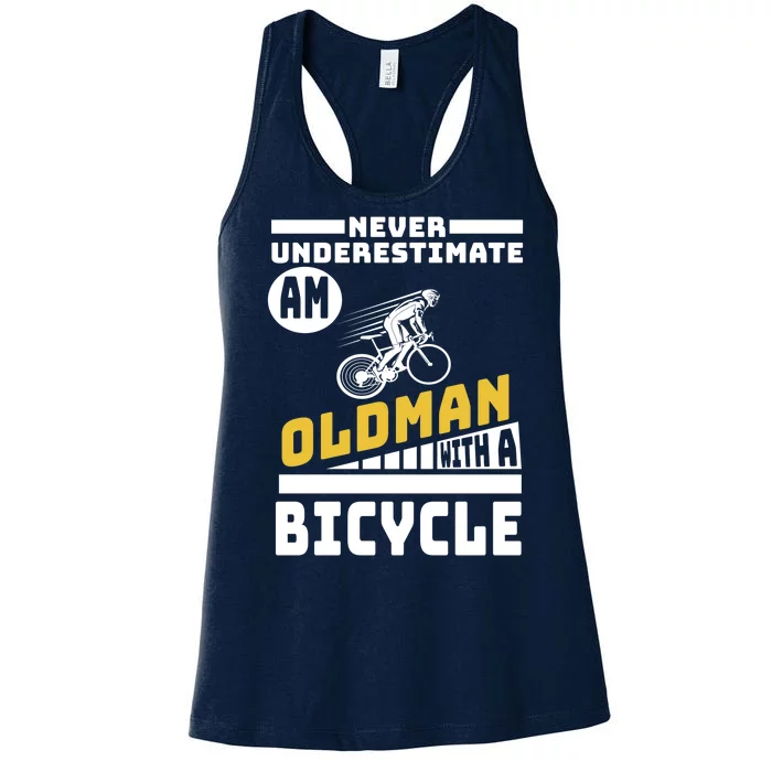 Never Underestimate An Oldman With A Bicycle Women's Racerback Tank