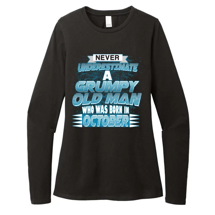 Never Underestimate Grumpy Old Man Born In October Womens CVC Long Sleeve Shirt