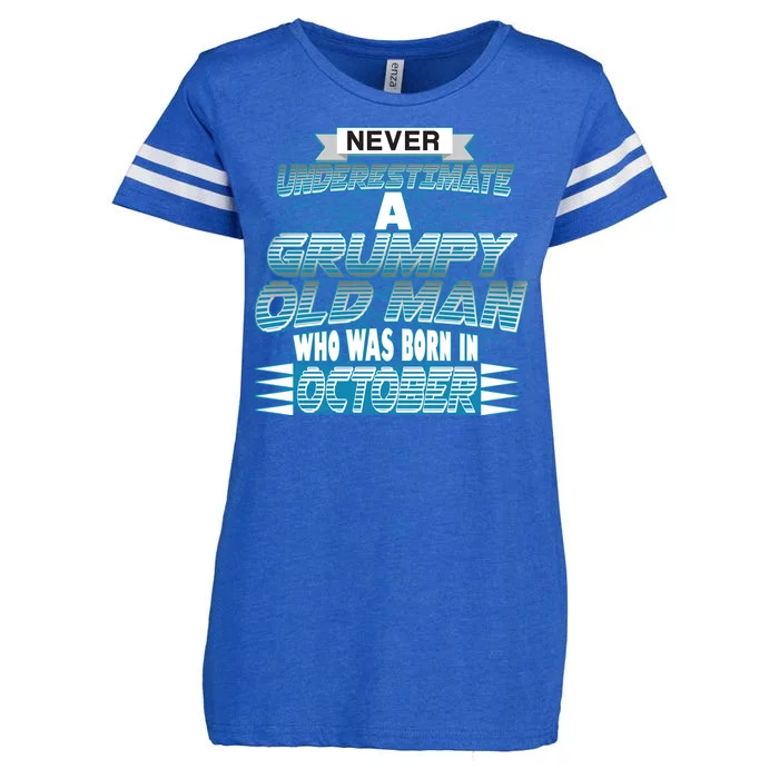 Never Underestimate Grumpy Old Man Born In October Enza Ladies Jersey Football T-Shirt