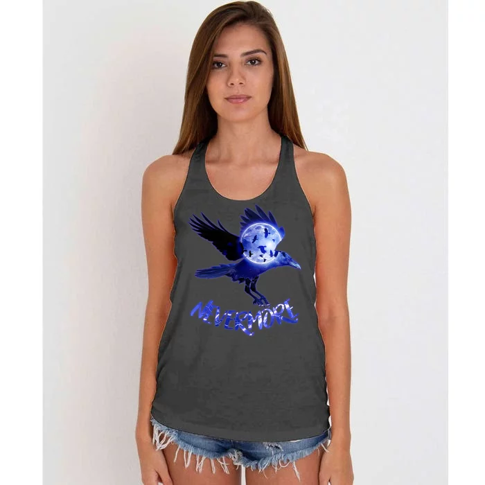 Nevermore Raven Halloween Women's Knotted Racerback Tank