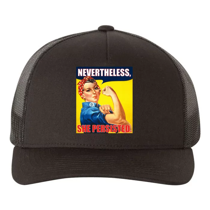 Nevertheless, She Persisted. Rosie Riverter Women's Rights Poster Yupoong Adult 5-Panel Trucker Hat