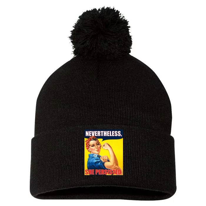 Nevertheless, She Persisted. Rosie Riverter Women's Rights Poster Pom Pom 12in Knit Beanie