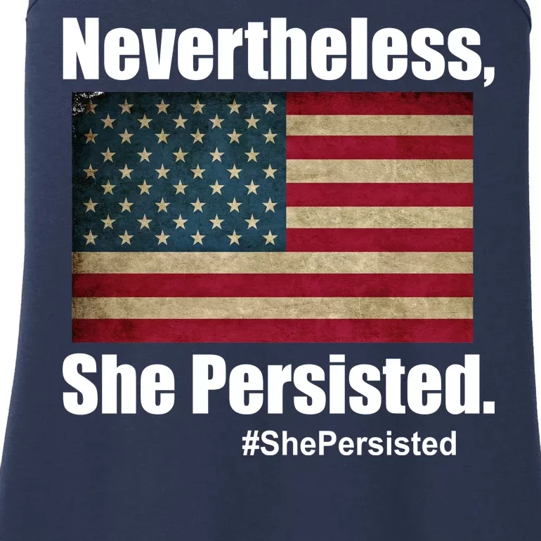 Nevertheless She Persisted American Flag Ladies Essential Tank