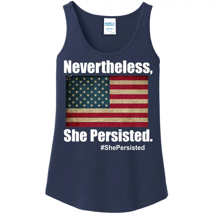 Nevertheless She Persisted American Flag Ladies Essential Tank